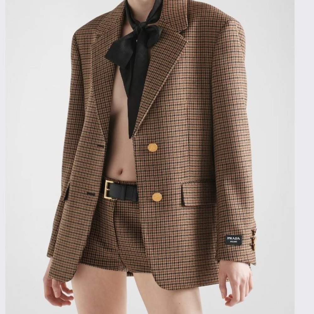Prada blazer - Worn once! single-breasted houndstooth check SZ S